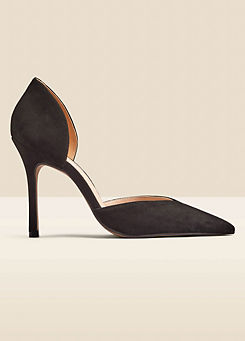 Black Suede Sweetheart Court Shoes by Sosandar