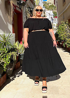 Black Tiered Jersey Maxi Skirt by In The Style x