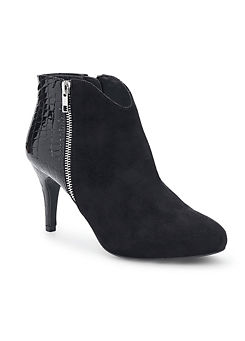 Black Wide Fitting Croc & Textile Shoe Boots by Freemans