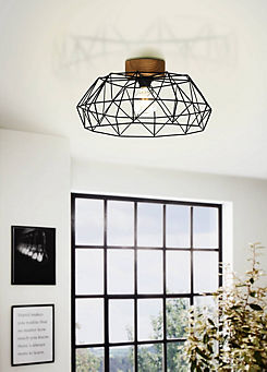 Black/Wood Padstow Ceiling Light by EGLO