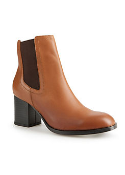 Block Heeled Tan Leather Ankle Boots by Freemans