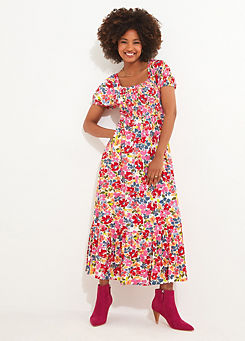 Blossom Shirred Jersey Dress by Joe Browns