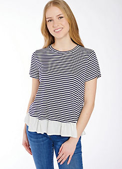 Blouse Insert Short Sleeve Stripe T-Shirt by Hailys