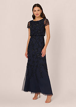 Blouson Beaded Long Dress by Adrianna Papell
