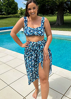 Blue Abstract Print Sarong by In The Style x Jac Jossa