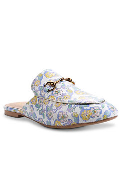 Blue Floral Printed Snaffle Mules by Kaleidoscope