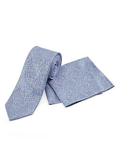 Blue Pattern Tie & Pocket Square Set by Skopes