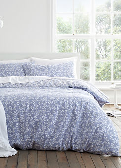 Blue Shadow Leaves 100% Cotton 200 Thread Count Duvet Cover Set  by Bianca