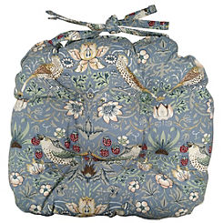 Blue Strawberry Thief Piped Seat Pad by William Morris