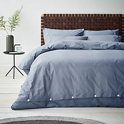 Blue Washed 100% Cotton Textured Duvet Set by Terence Conran
