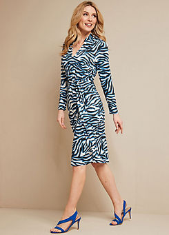Blue Zebra Print Jersey Dress by Kaleidoscope