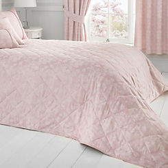 Blush Woven Blossom Bedspread by Dreams & Drapes