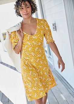 Bonnie Yellow Pineapple Print Tea Dress by Freestyle