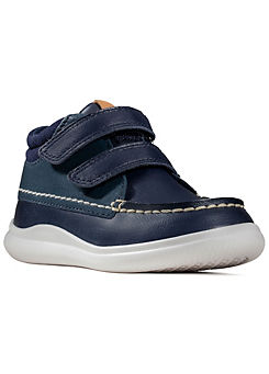 Boys Crest Tuktu Toddler Navy Leather Shoes by Clarks