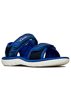 Boys Surfing Tide Kids G Wide Fitting Blue Sandals by Clarks