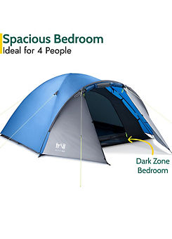 Bracken 3000mm HH 4 Person Dome Tent with Dark Bedroom by Trail