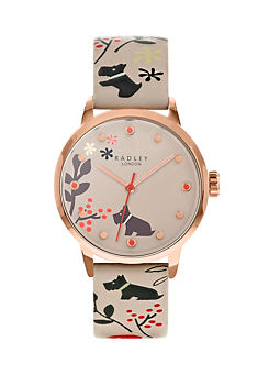 Branded Ladies Dove Grey Leather Strap Watch by Radley London