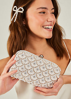 Bridal Hand-Beaded Hardcase Clutch by Accessorize