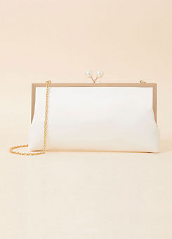 Bridal Pearl Clasp Satin Clutch Bag by Accessorize