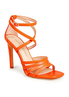 Bright Orange Colour Pop Strappy Heeled Sandals by Kaleidoscope