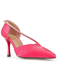 Bright Pink Satin Diamante Court Shoes by Kaleidoscope