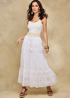 Broderie Tiered Maxi Skirt by Together