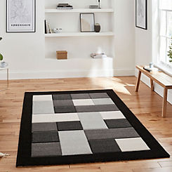 Brooklyn Modern Patchwork Border Soft Hand Carved Rug by Think Rugs
