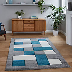 Brooklyn Modern Patchwork Border Soft Hand Carved Rug by Think Rugs