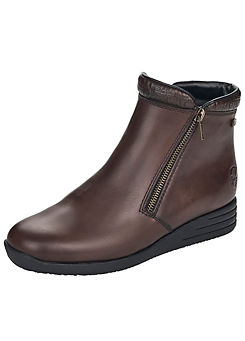Brown Low Wedge Ankle Boots by Rieker