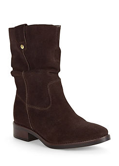 Brown Suede Pull-On Slouch Mid-Boots by Kaleidoscope