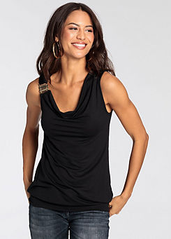Buckle Shoulder Sleeveless Top by Melrose