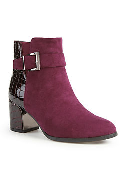 Burgundy Patent Croc Heeled Ankle Boots by Lunar Exclusive