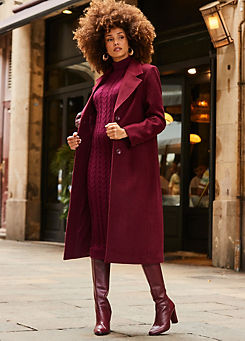 Burgundy Premium Longline Wool Mix Coat by Sosandar