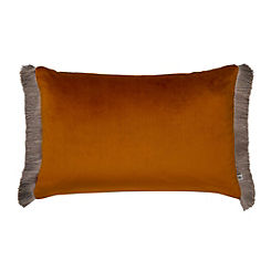 Burnt Orange Fringe Opulence 40 x 60cm Feather Filled Cushion by Graham & Brown