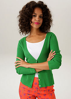 Button V-Neck Cardigan by Aniston