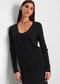 Button V-Neck Cardigan by Hechter Paris