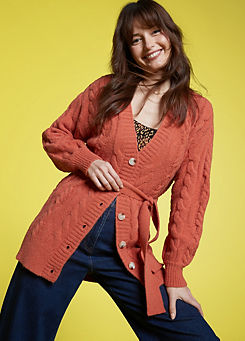 Cable Belted Coral Cardigan by Freemans