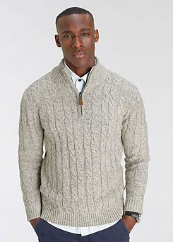 Cable Knit Troyer Jumper by DELMAO