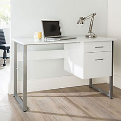 Cabrini Desk in White and Chrome by Alphason