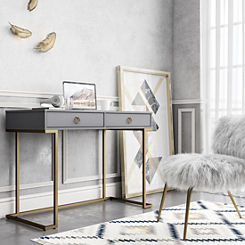 Camila Writing Desk in Grey & Gold by CosmoLiving by Cosmopolitan