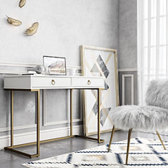 Camila Writing Desk in Grey & Gold by CosmoLiving by Cosmopolitan