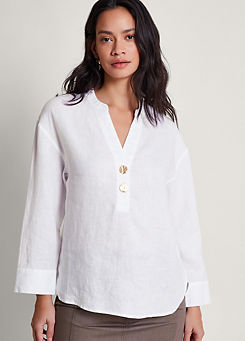 Camille Button Linen Top by Monsoon