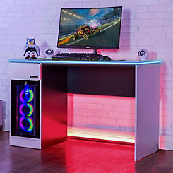 Carbon-Tek Desk with Wireless Charging & Neo Fiber Led by X Rocker