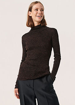 Carina Metallic Knit Slim Fit Pullover by Soaked in Luxury