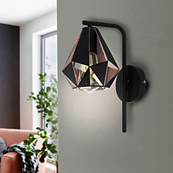 Carlton Light Geometric Black And Copper Wall Lamp by EGLO