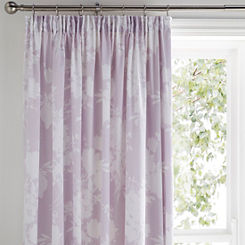 Carnation Printed Reversible Cotton Pair of Pencil Pleat Lined Curtains