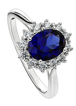 Cate 9ct White Gold Created Sapphire & 0.25ct Lab Grown Diamond Ring by Created Brilliance