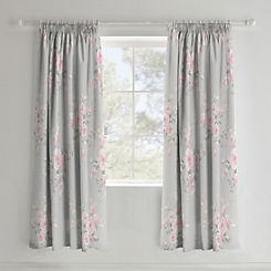 Catherine Lansfield Canterbury Grey Lined Curtains