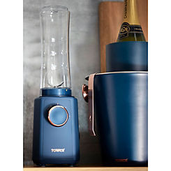 Cavaletto Personal Blender with Tritan Smoothie Bottle T12060MNB - Midnight Blue and Rose Gold by Tower