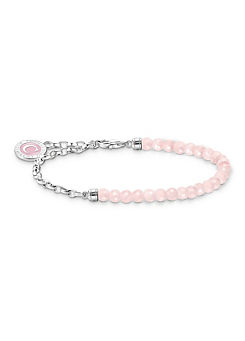 Charm Holder: Link Bracelet With Rose Quartz Beads, Wide Anchor Chain Style by Thomas Sabo